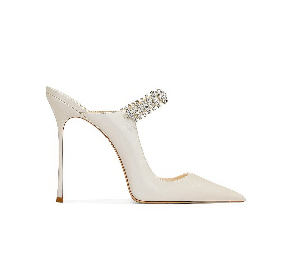 Diamante Decor Open Back Cut Out Heels (Copy)