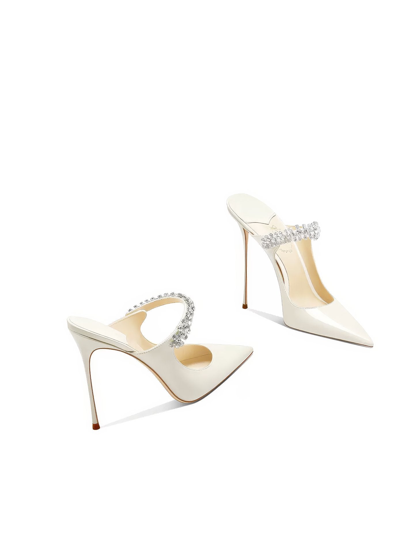 Diamante Decor Open Back Cut Out Heels