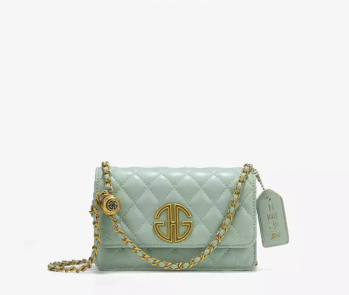 Mini Flap Diamond Stitched Luxury Monogram Emblem Crossbody Handbag