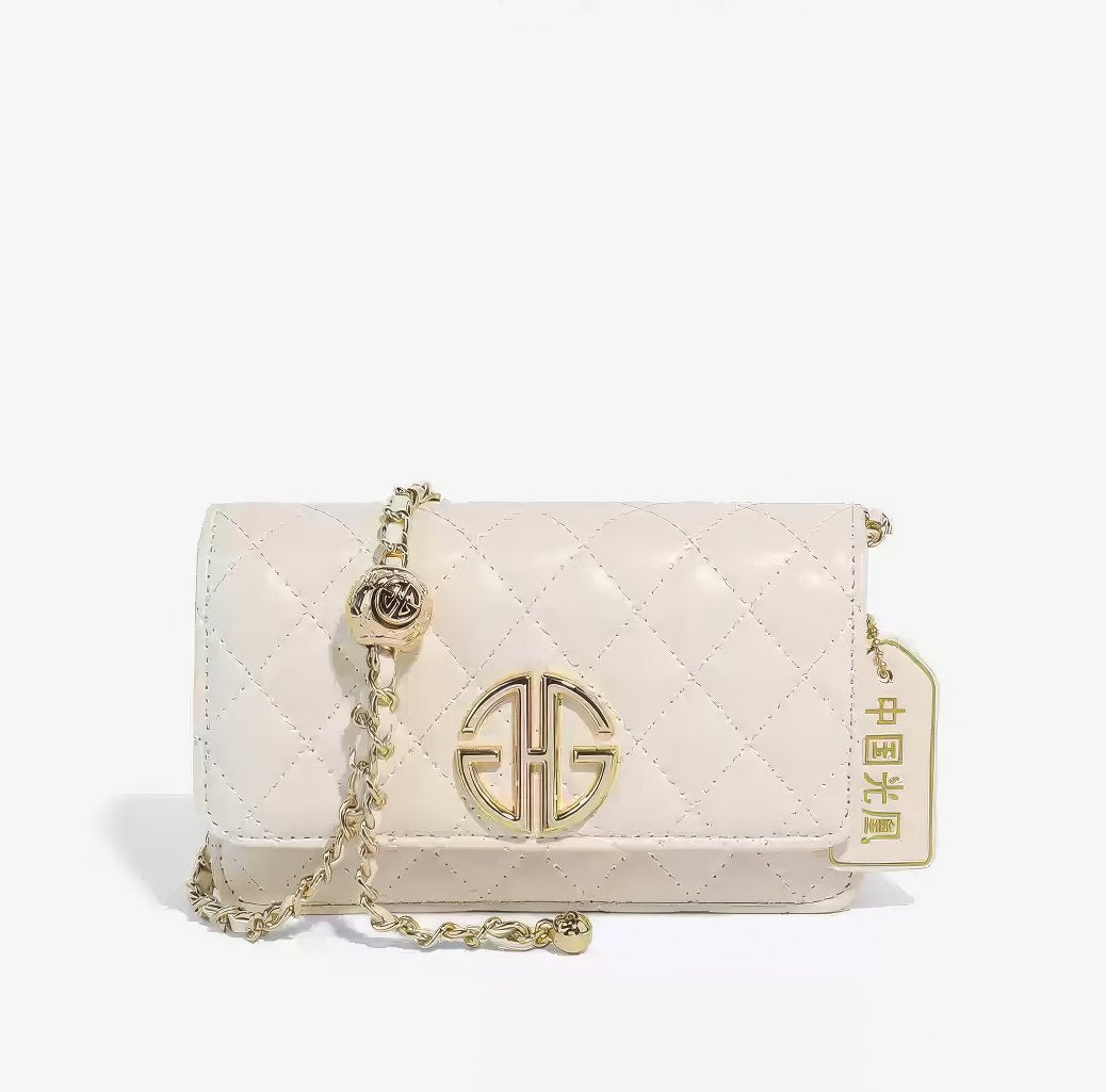 Mini Flap Diamond Stitched Luxury Monogram Emblem Crossbody Handbag