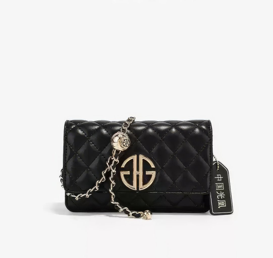 Mini Flap Diamond Stitched Luxury Monogram Emblem Crossbody Handbag