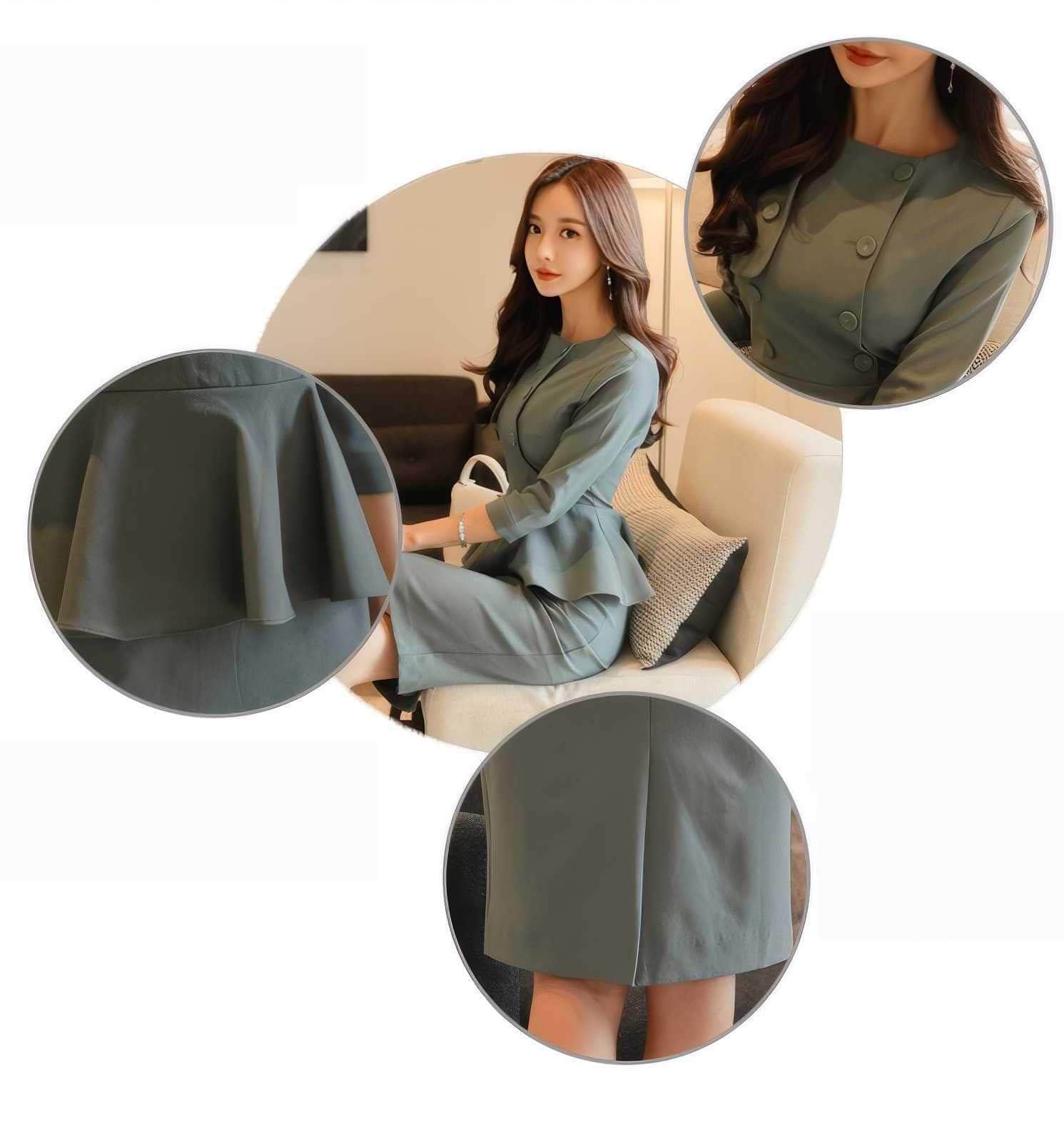 Double-Breasted Buttoned Peplum Dress