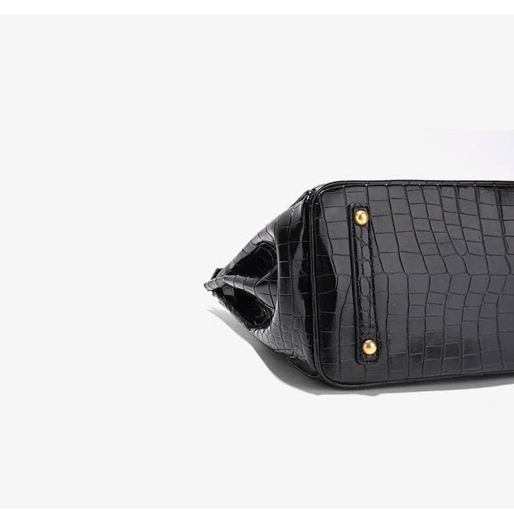 Exquisite Crocodile Handbag with Polished Gold Hardware