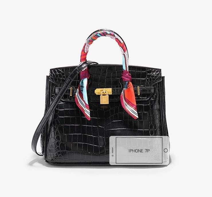 Exquisite Crocodile Handbag with Polished Gold Hardware