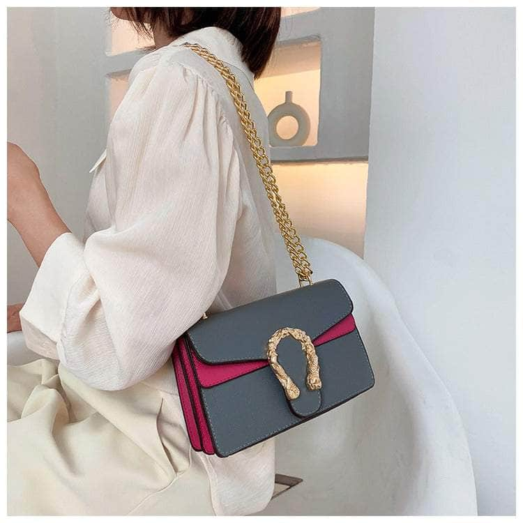 Exquisite Crossbody Bag with Snake Buckle