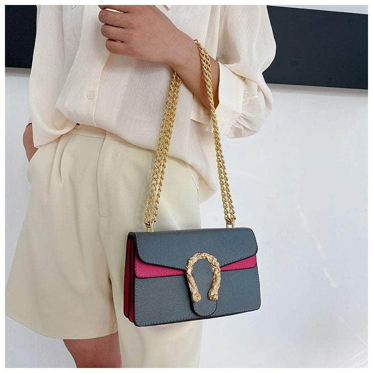 Exquisite Crossbody Bag with Snake Buckle