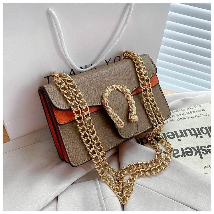 Exquisite Crossbody Bag with Snake Buckle