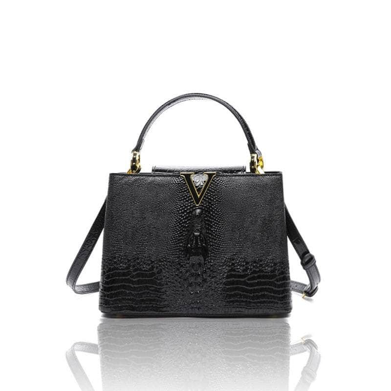 Exquisite Reptile-Inspired Leather Pattern Handbag