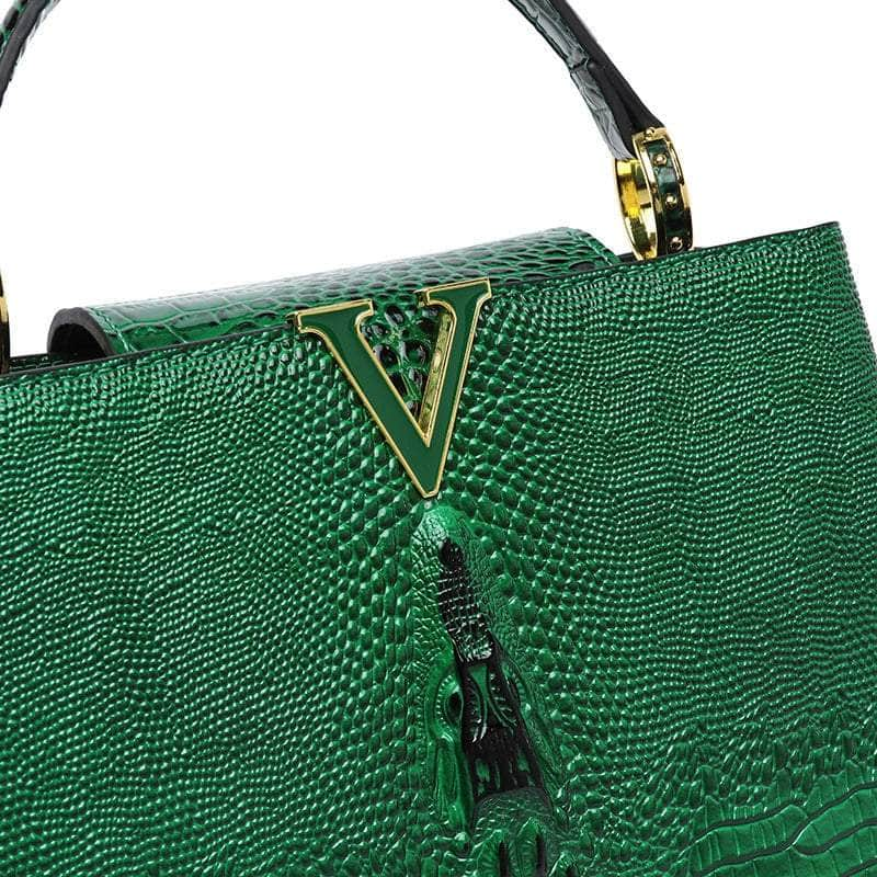 Exquisite Reptile-Inspired Leather Pattern Handbag