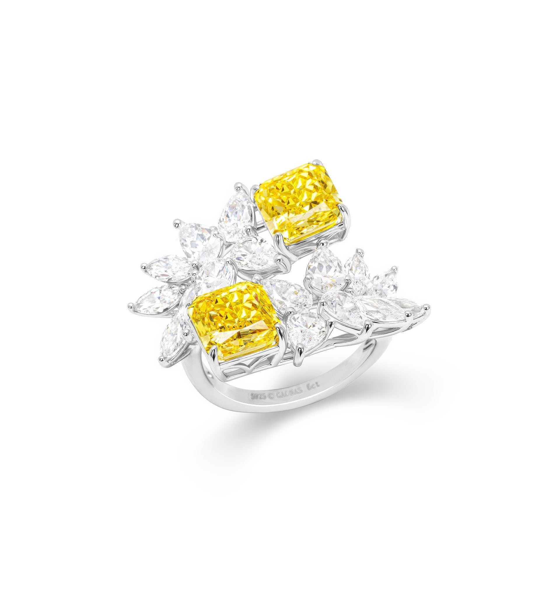 Fancy Yellow Diamond Floral Cluster Lab Cultivated Diamond Ring