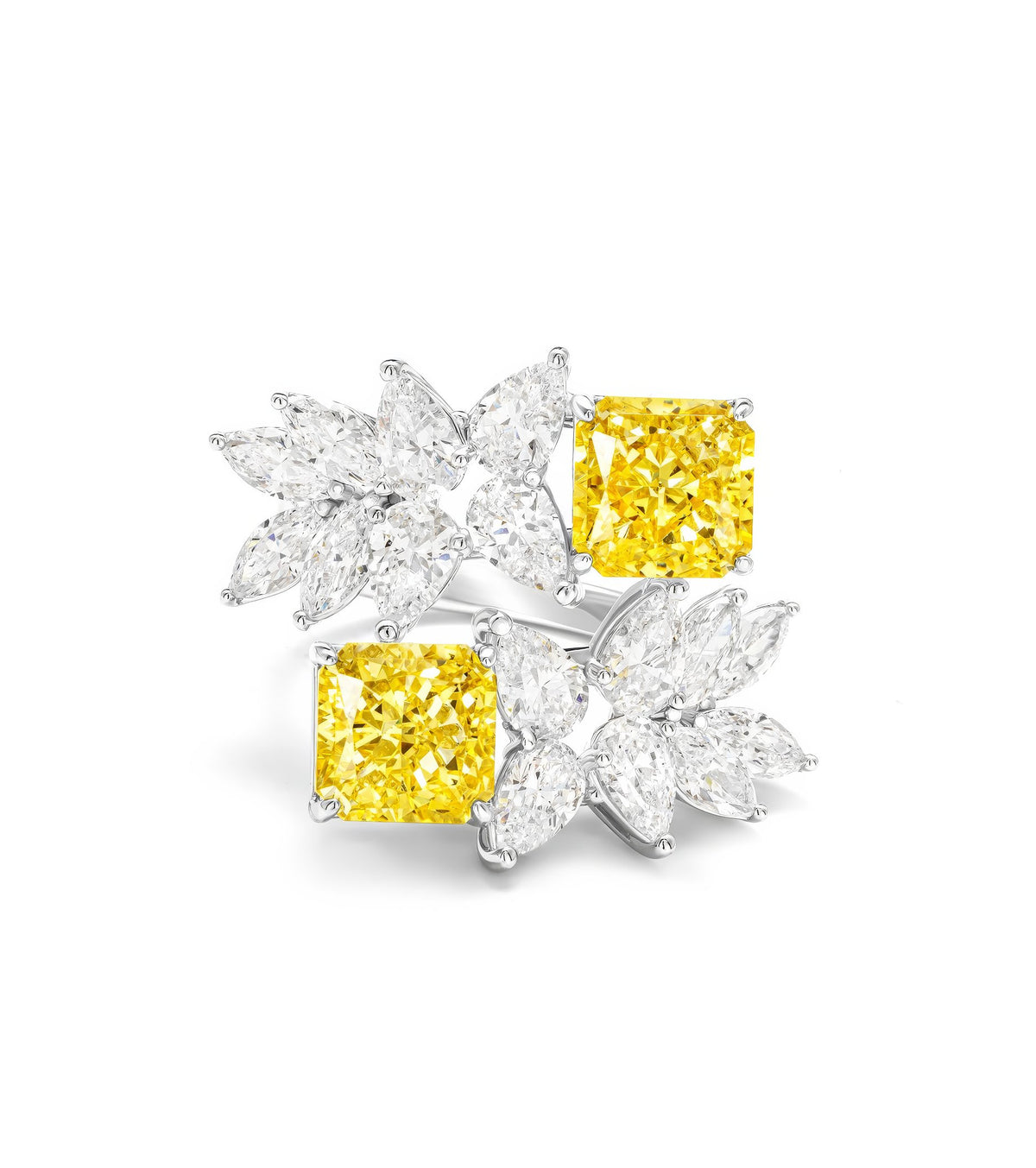 Fancy Yellow Diamond Floral Cluster Lab Cultivated Diamond Ring