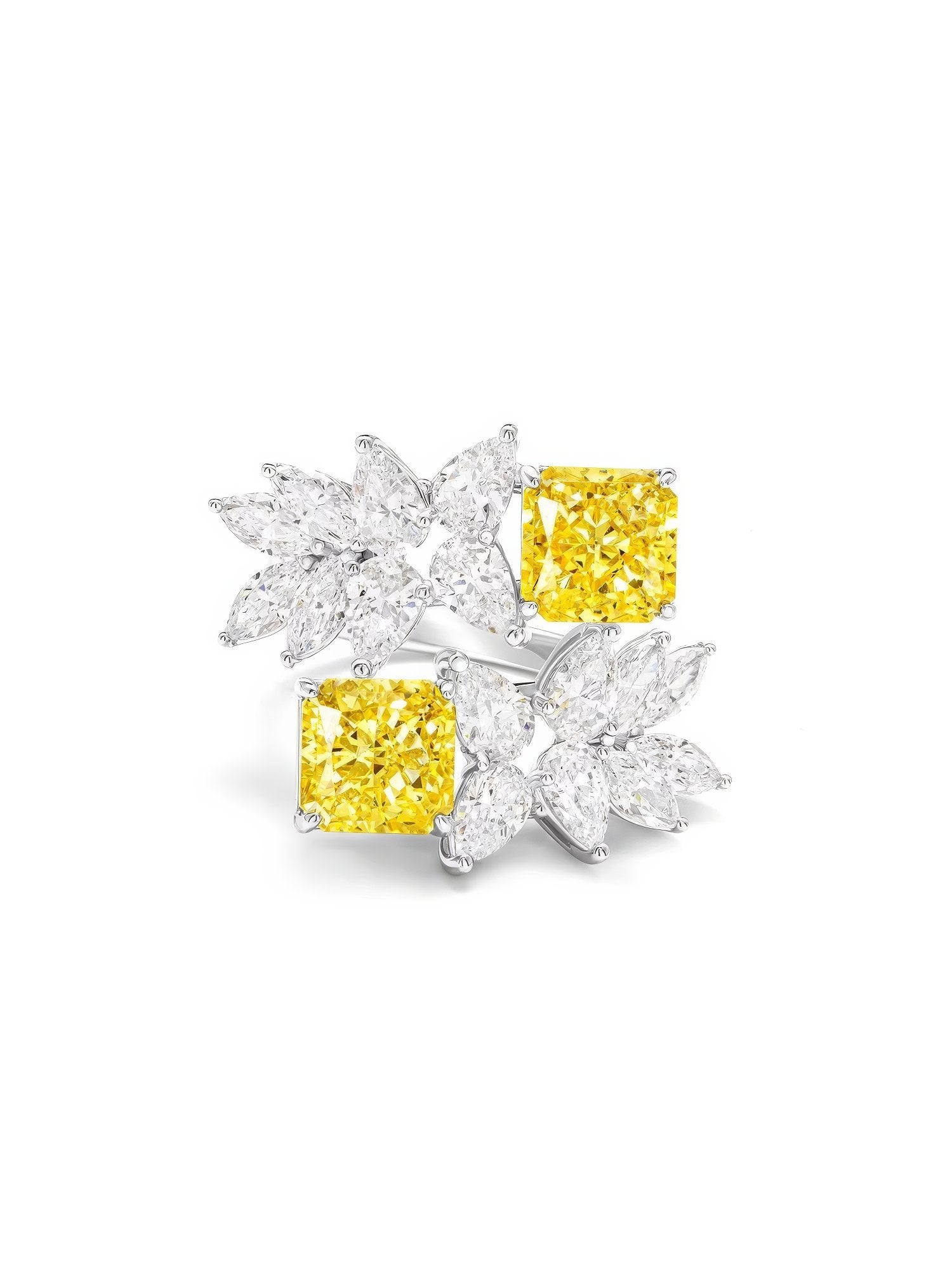 Fancy Yellow Diamond Floral Cluster Lab Cultivated Diamond Ring