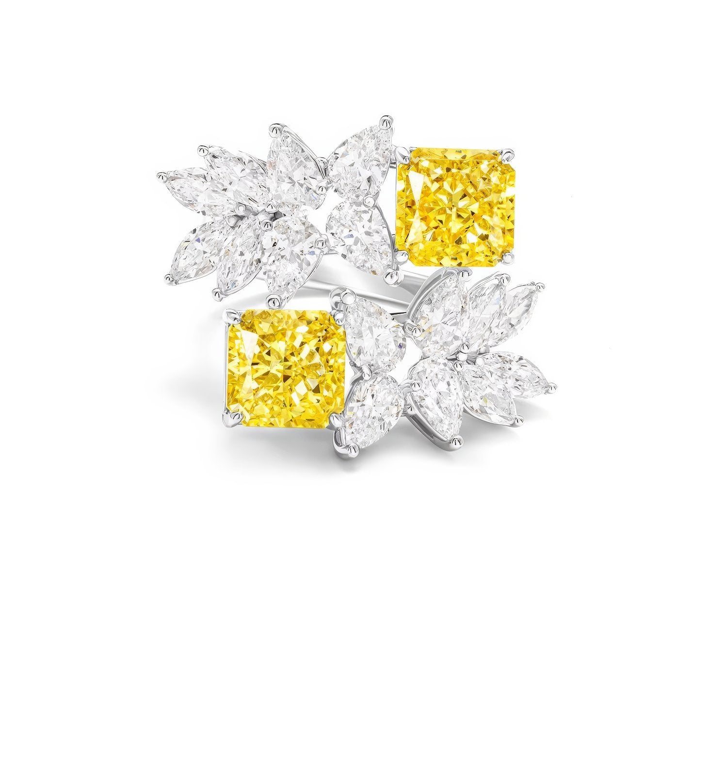 Fancy Yellow Diamond Floral Cluster Lab Cultivated Diamond Ring