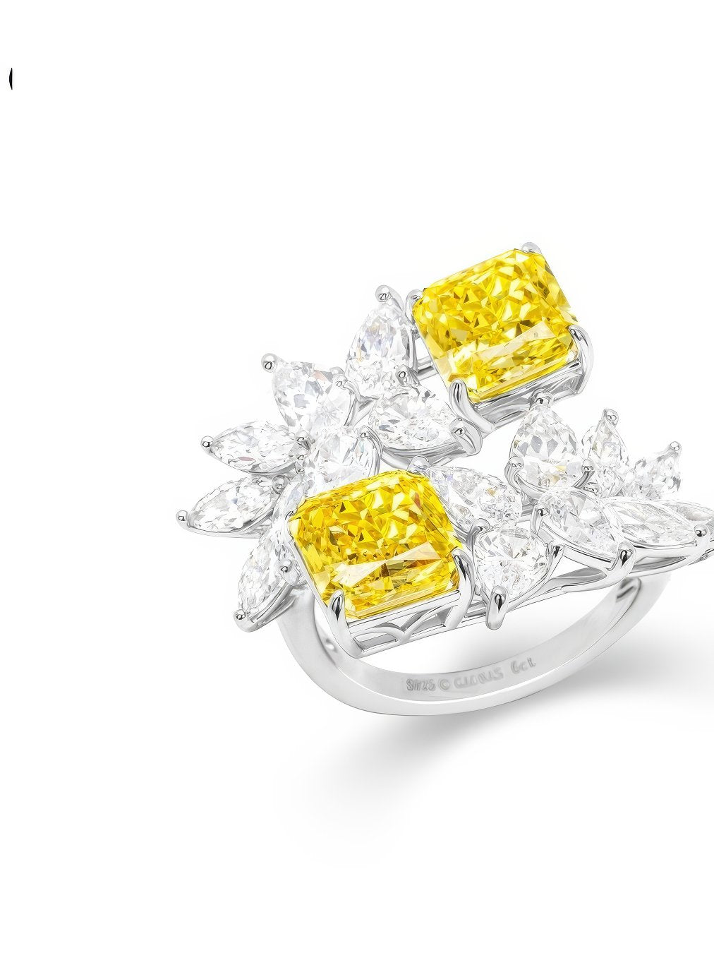 Fancy Yellow Diamond Floral Cluster Lab Cultivated Diamond Ring