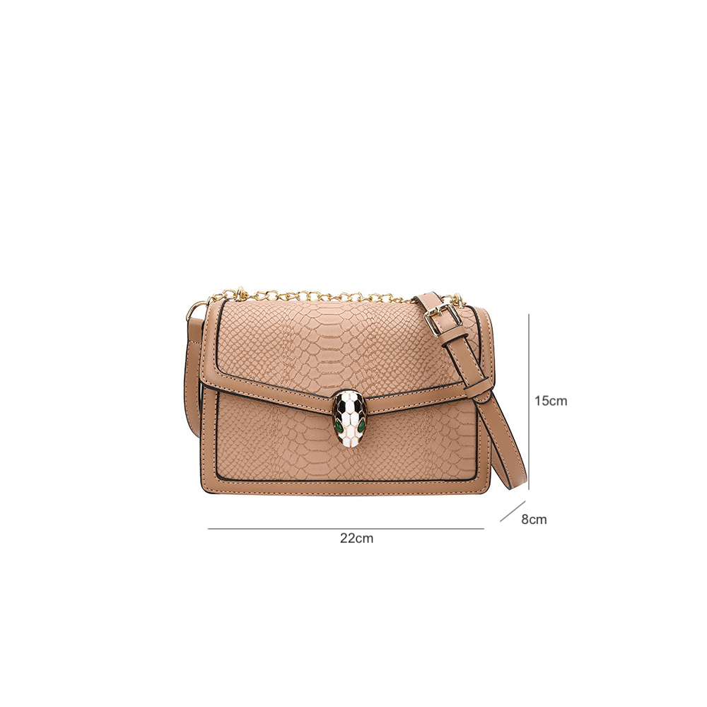 Fashion-Forward Square Bag with Snake Buckle