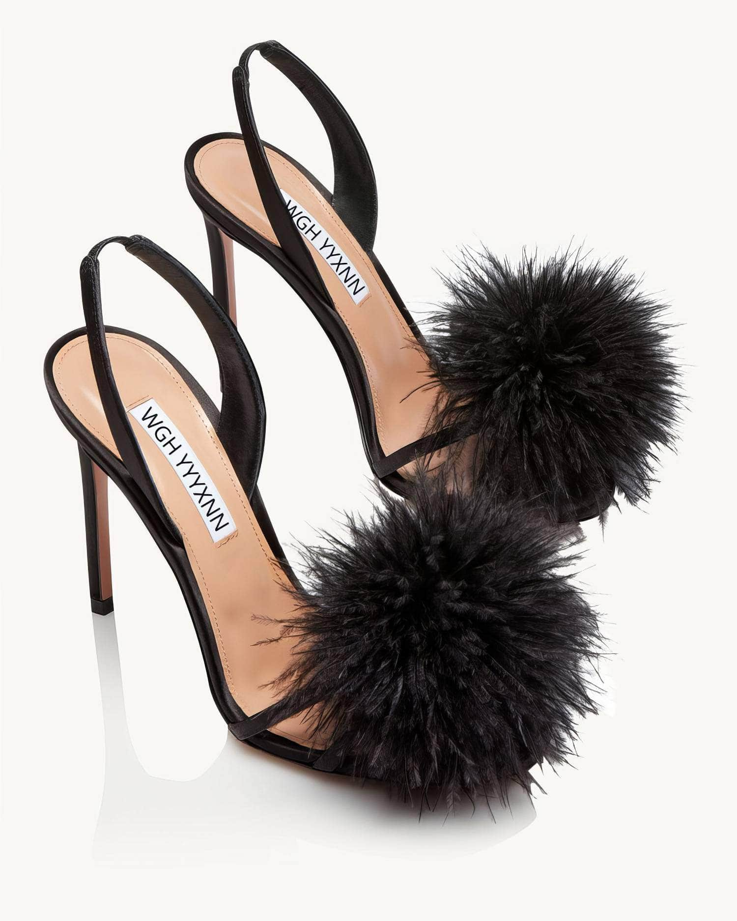 Feather Detailed Silk Sandal High Heels