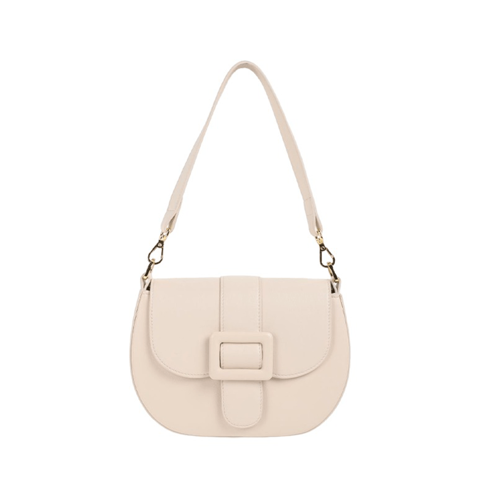 Flap-Top Saddle Bag with Intricate Buckle Detailing