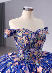 Floral Applique Detailed Sweetheart Neck Ball Dress K8P9O