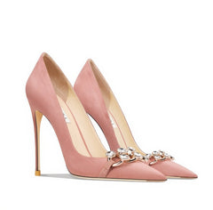 Rhinestone Embellished Ballet Pink Crystal Pumps