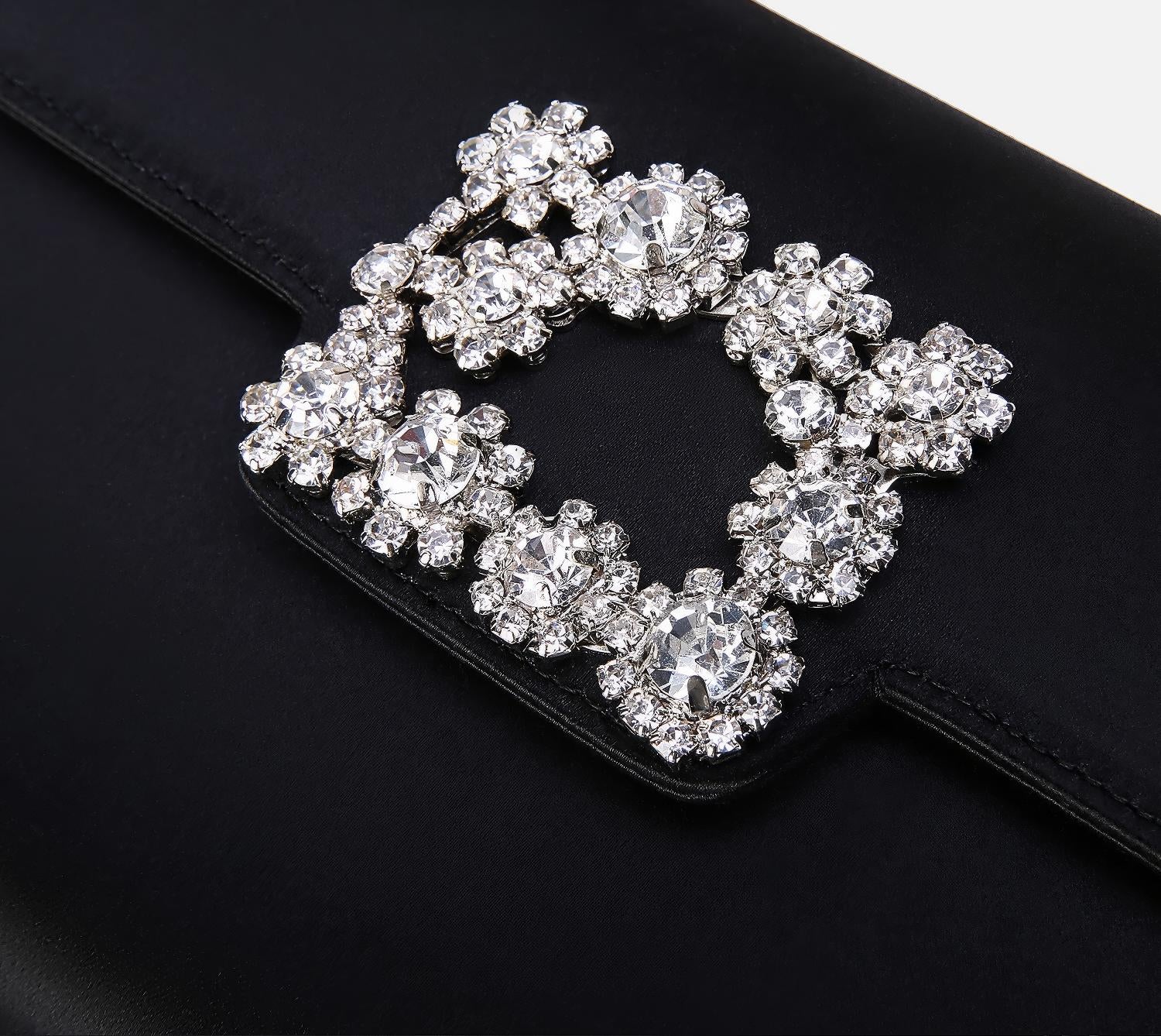 Floral Strass Jewel Buckle Clutch Mini Satin Bag