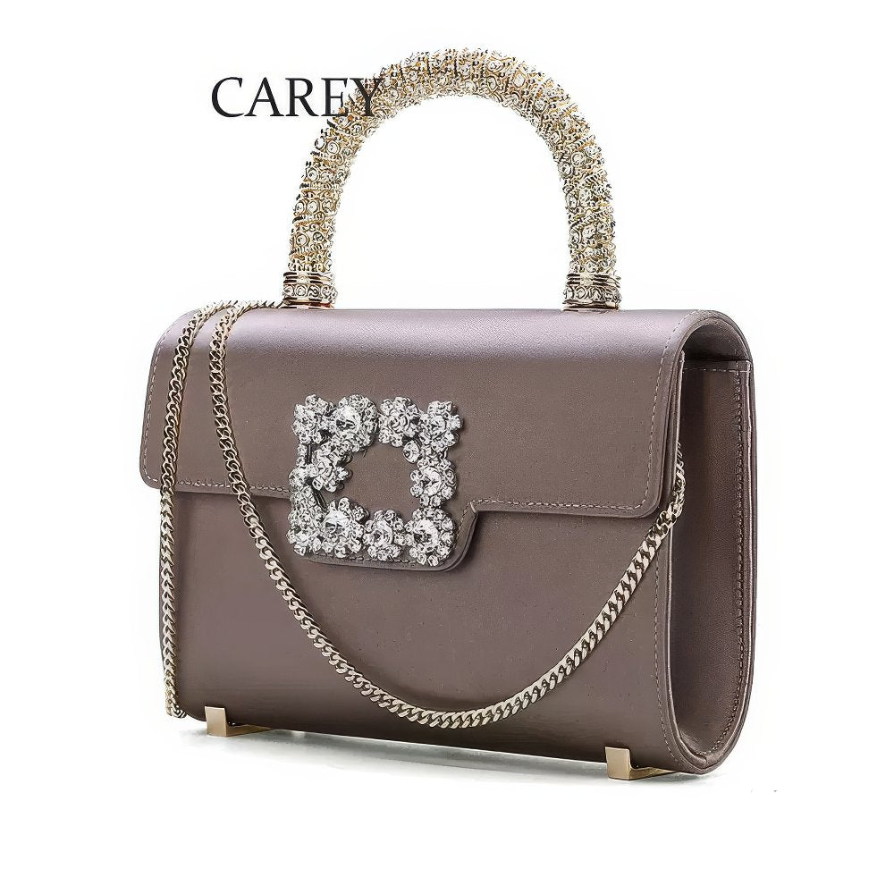 Floral Strass Jewel Buckle Clutch Mini Satin Bag