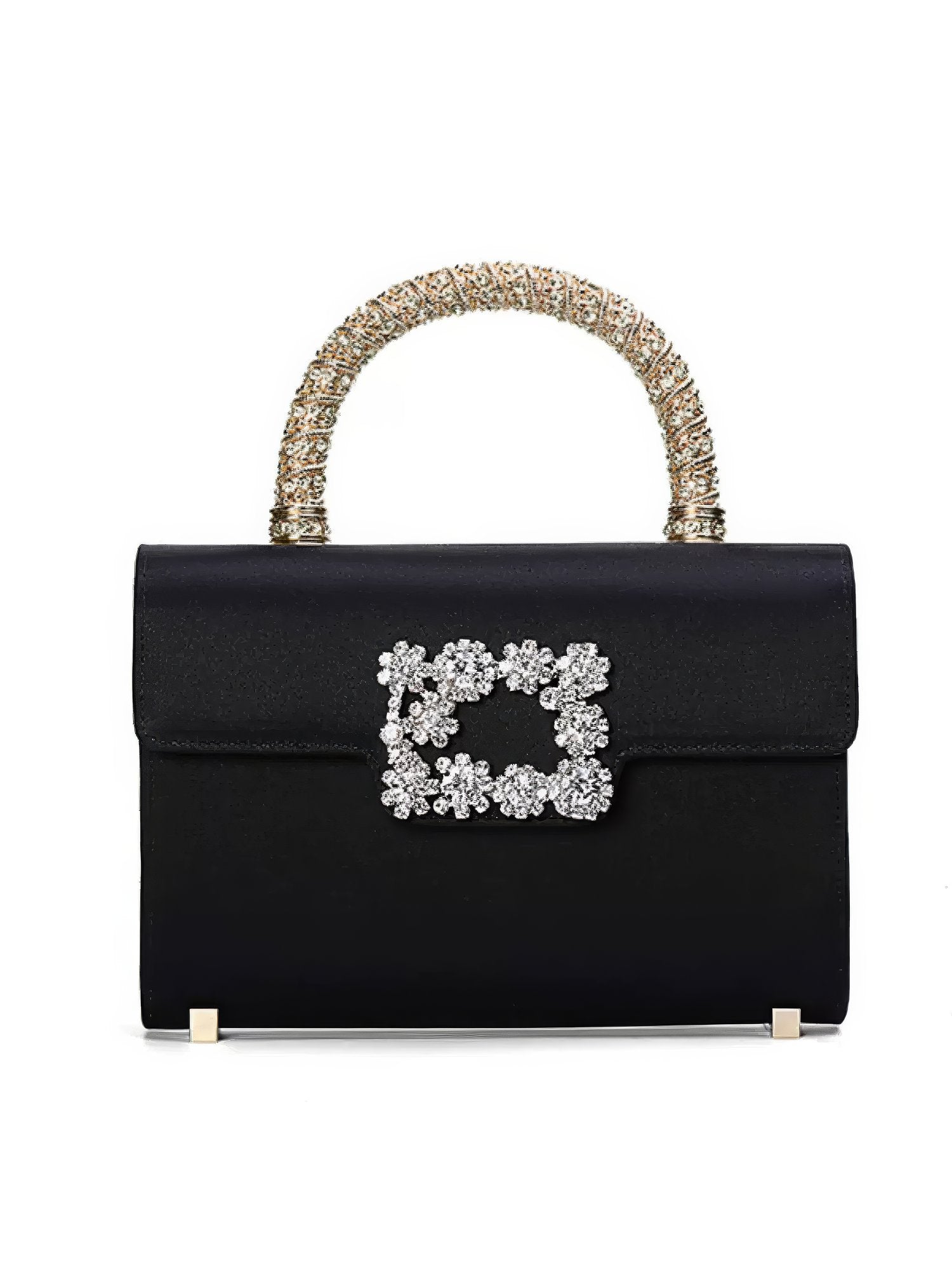 Floral Strass Jewel Buckle Clutch Mini Satin Bag