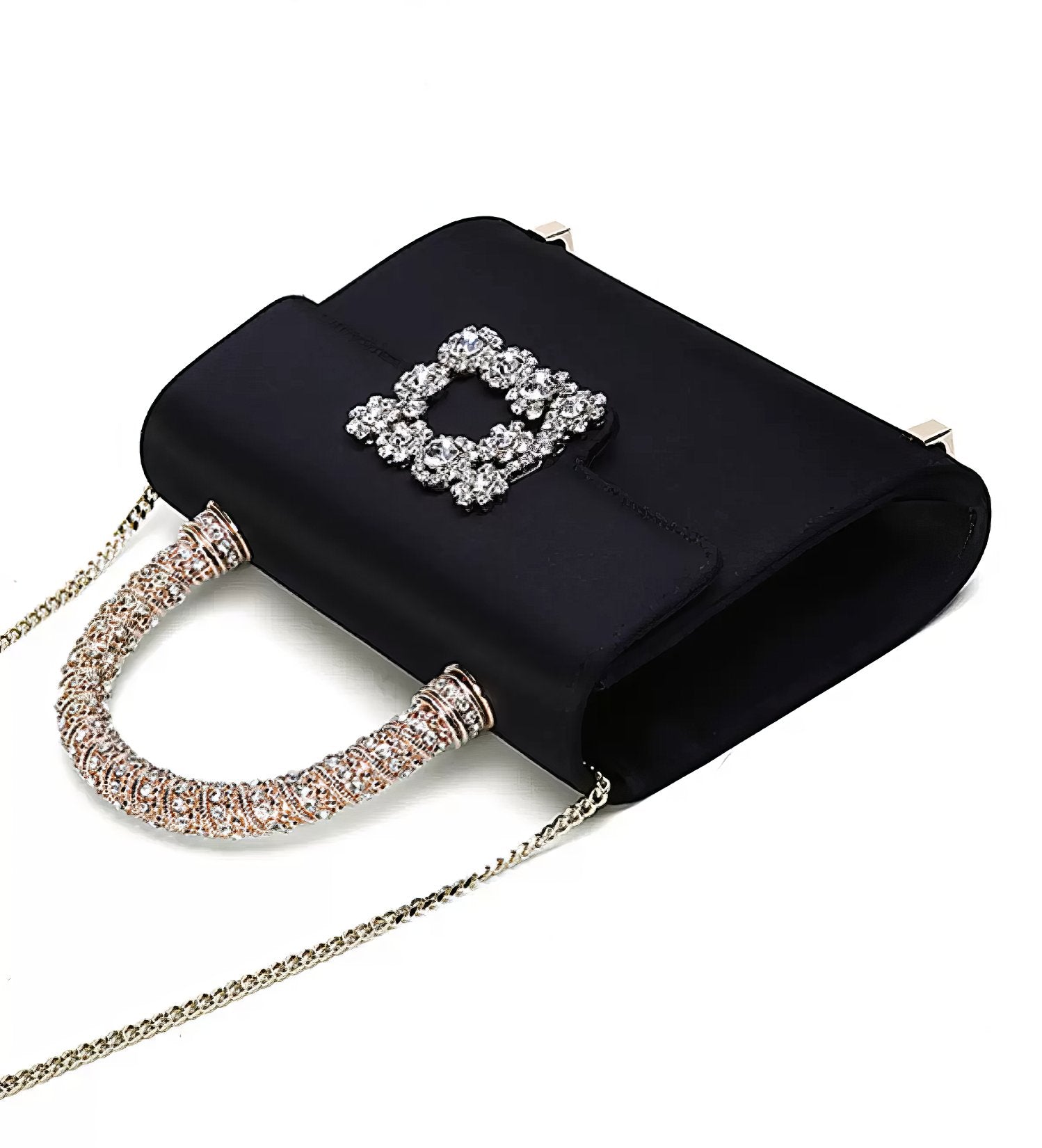 Floral Strass Jewel Buckle Clutch Mini Satin Bag