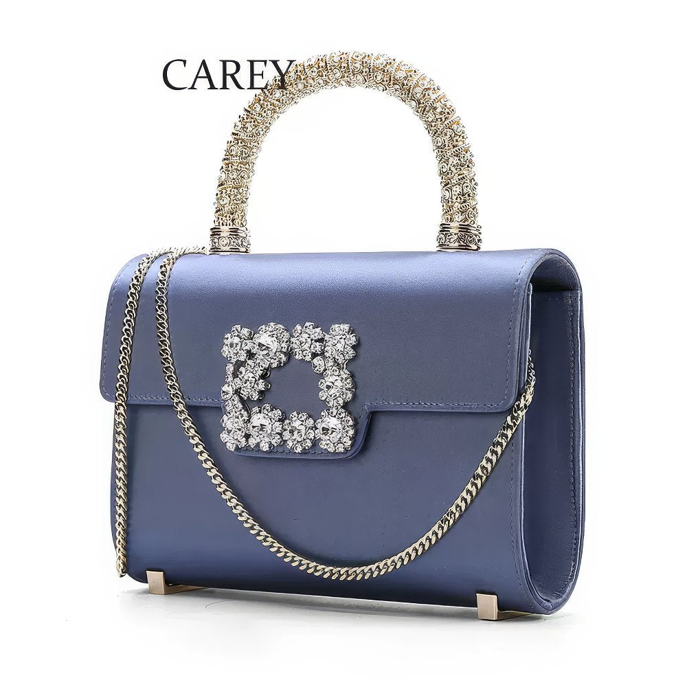 Floral Strass Jewel Buckle Clutch Mini Satin Bag