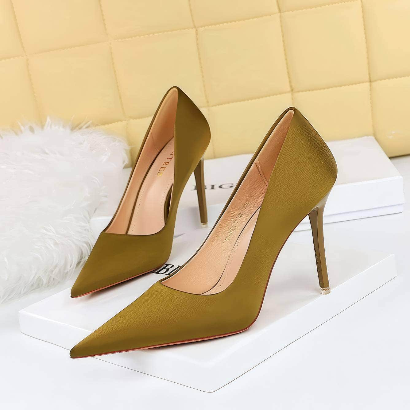 Glammed Satin Court Stiletto Pumps