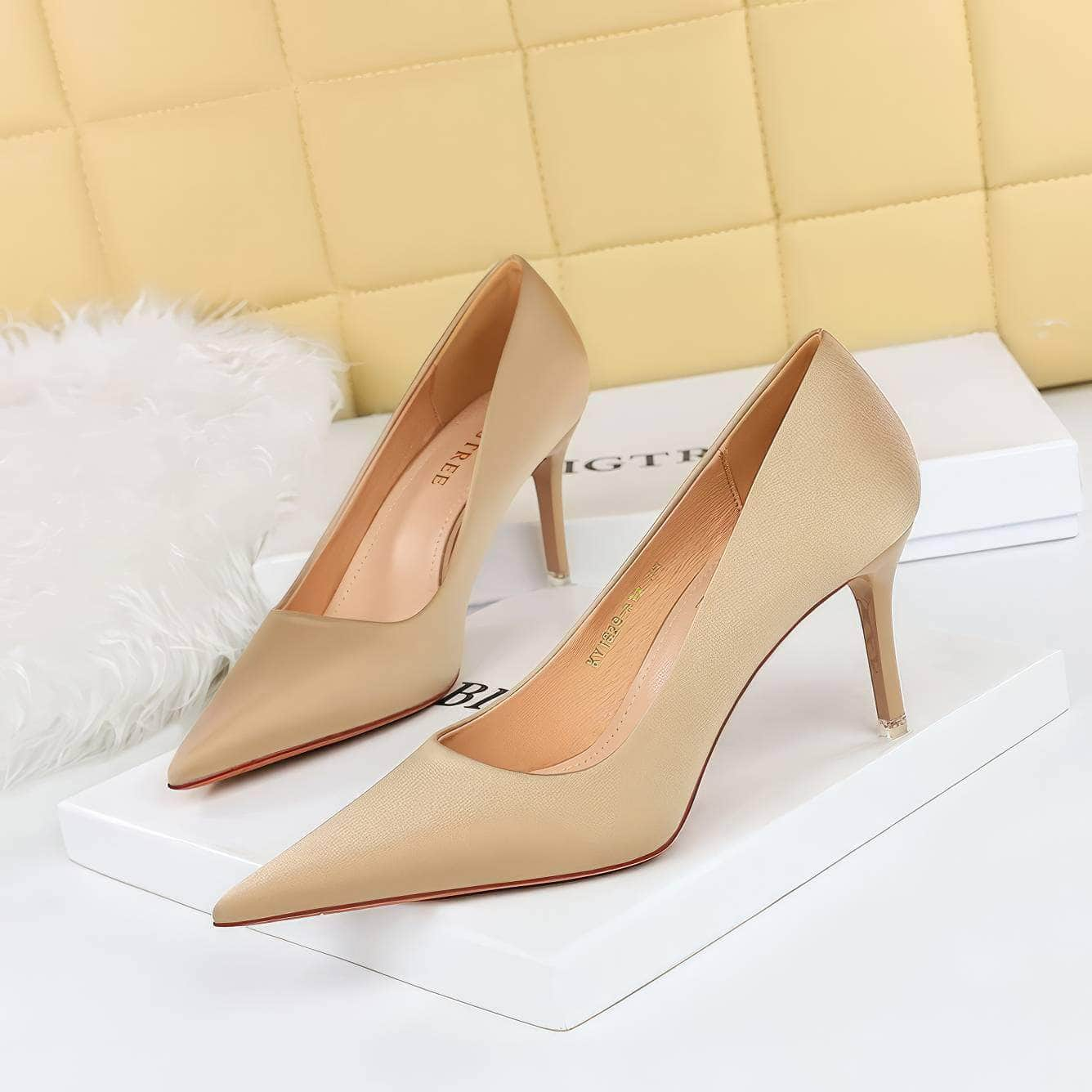 Glammed Satin Court Stiletto Pumps