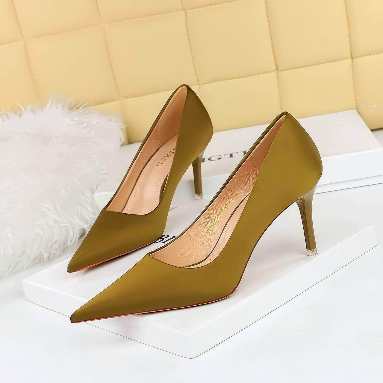 Glammed Satin Court Stiletto Pumps