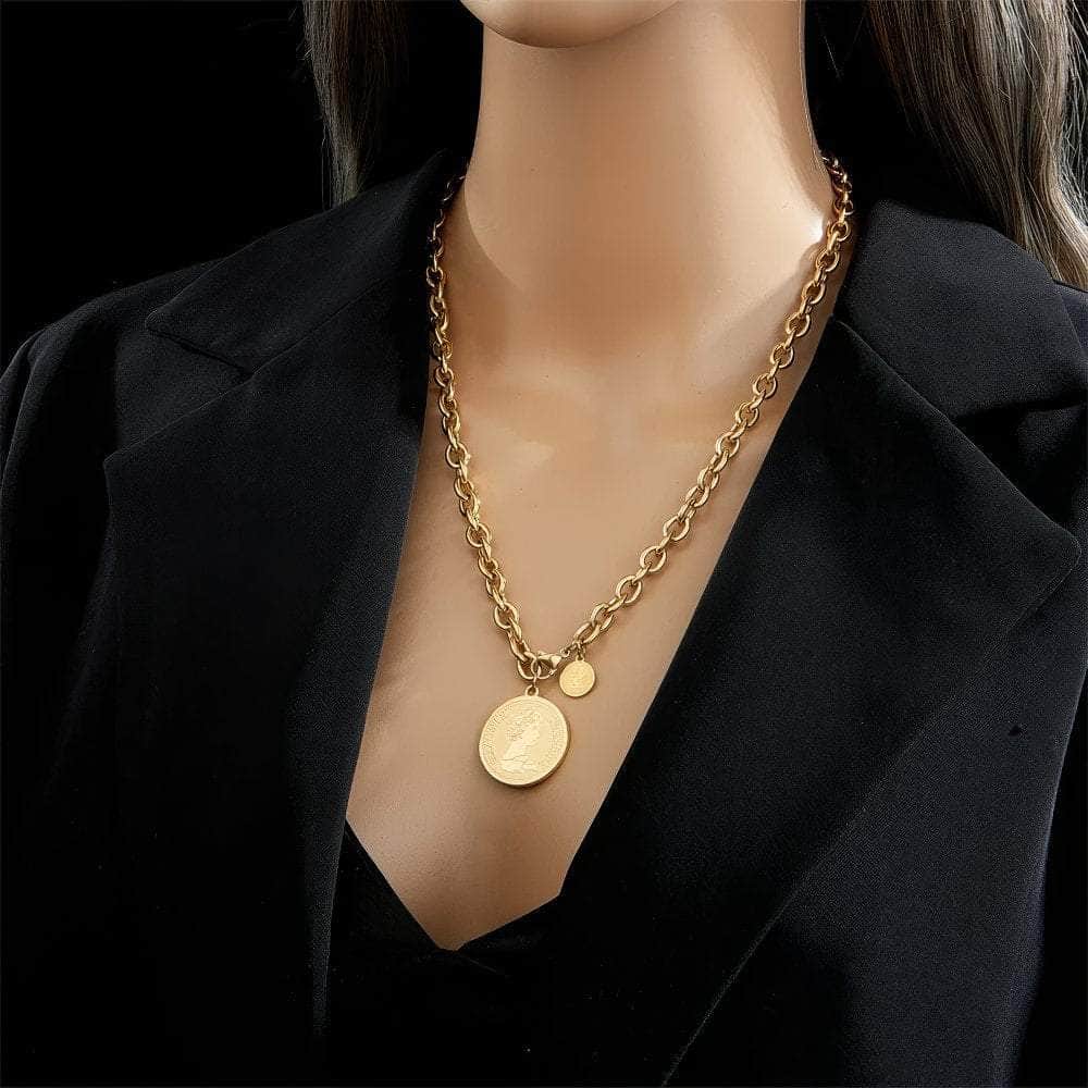 Gold Color 3in1 Round Pendant Necklace