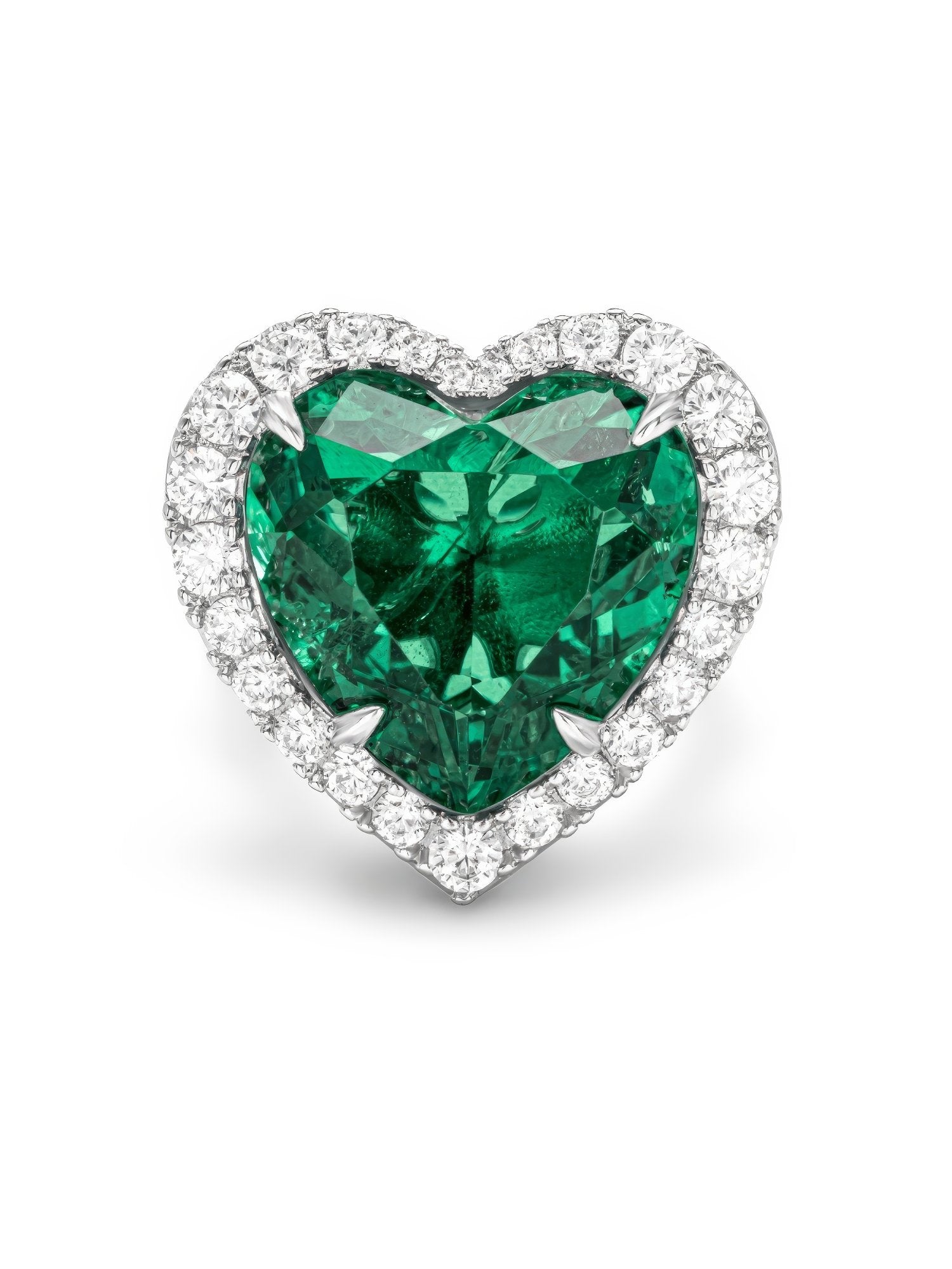 Heart Shape Emerald Lab Diamond Ring