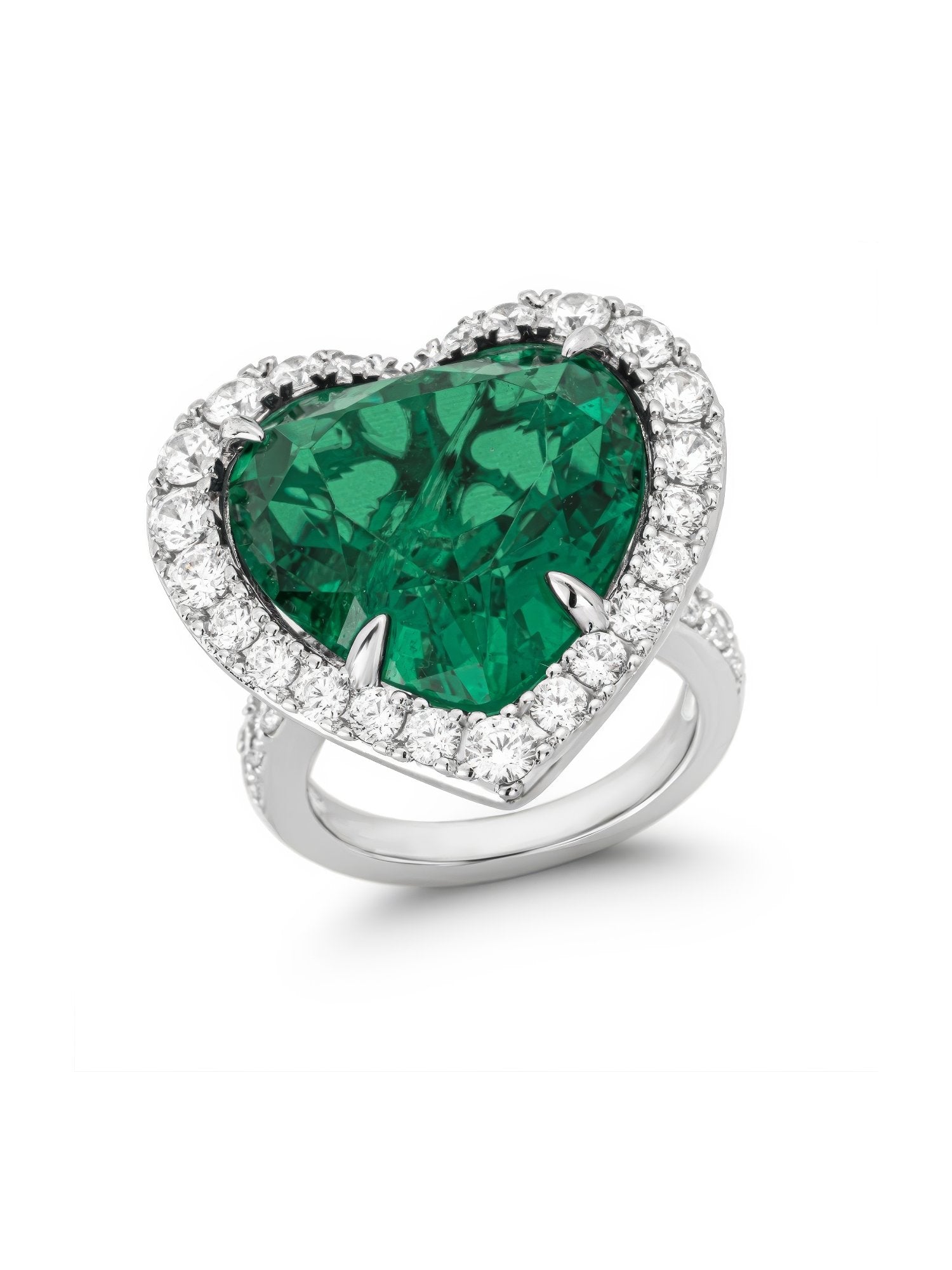 Heart Shape Emerald Lab Diamond Ring