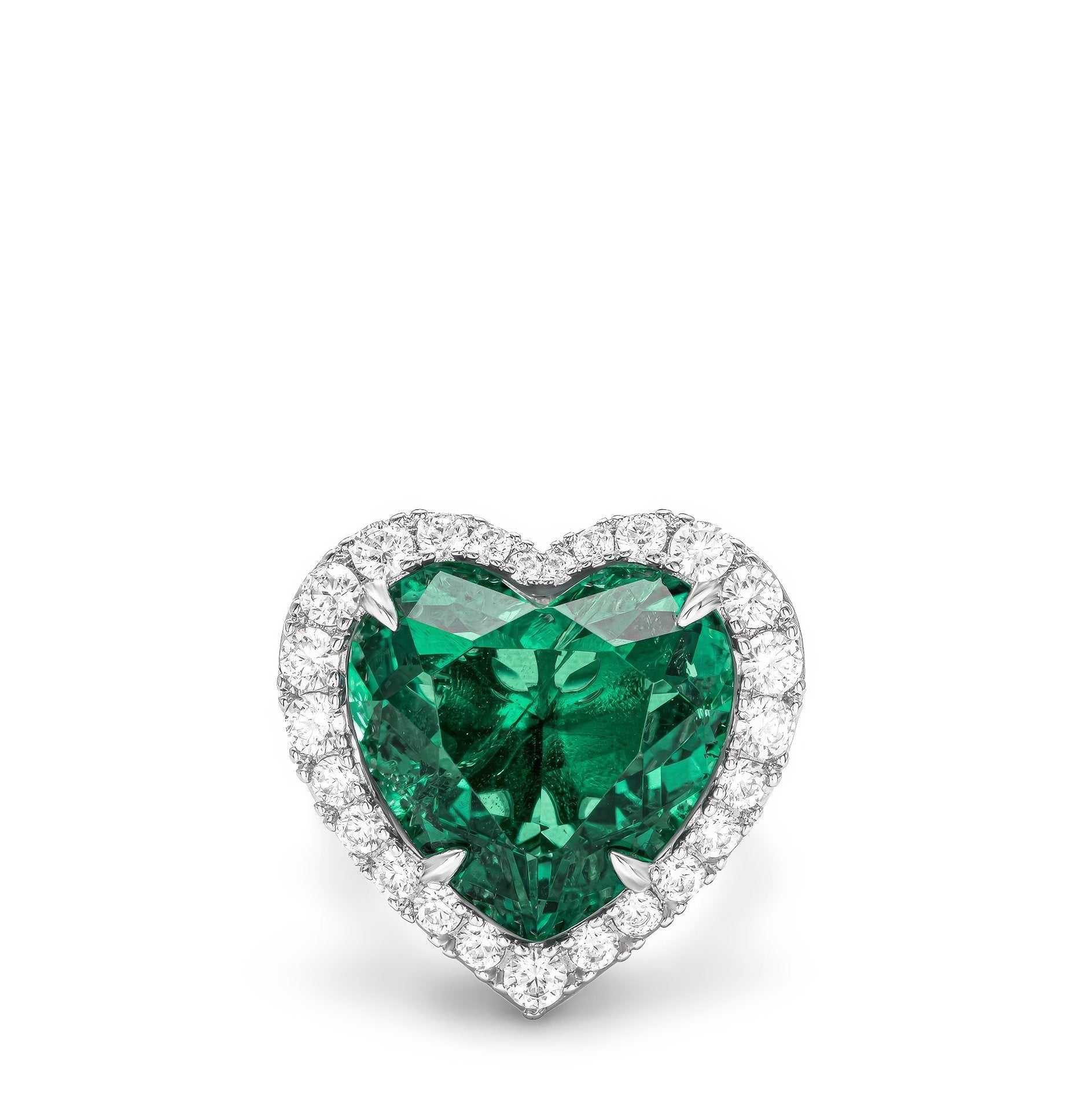 Heart Shape Emerald Lab Diamond Ring