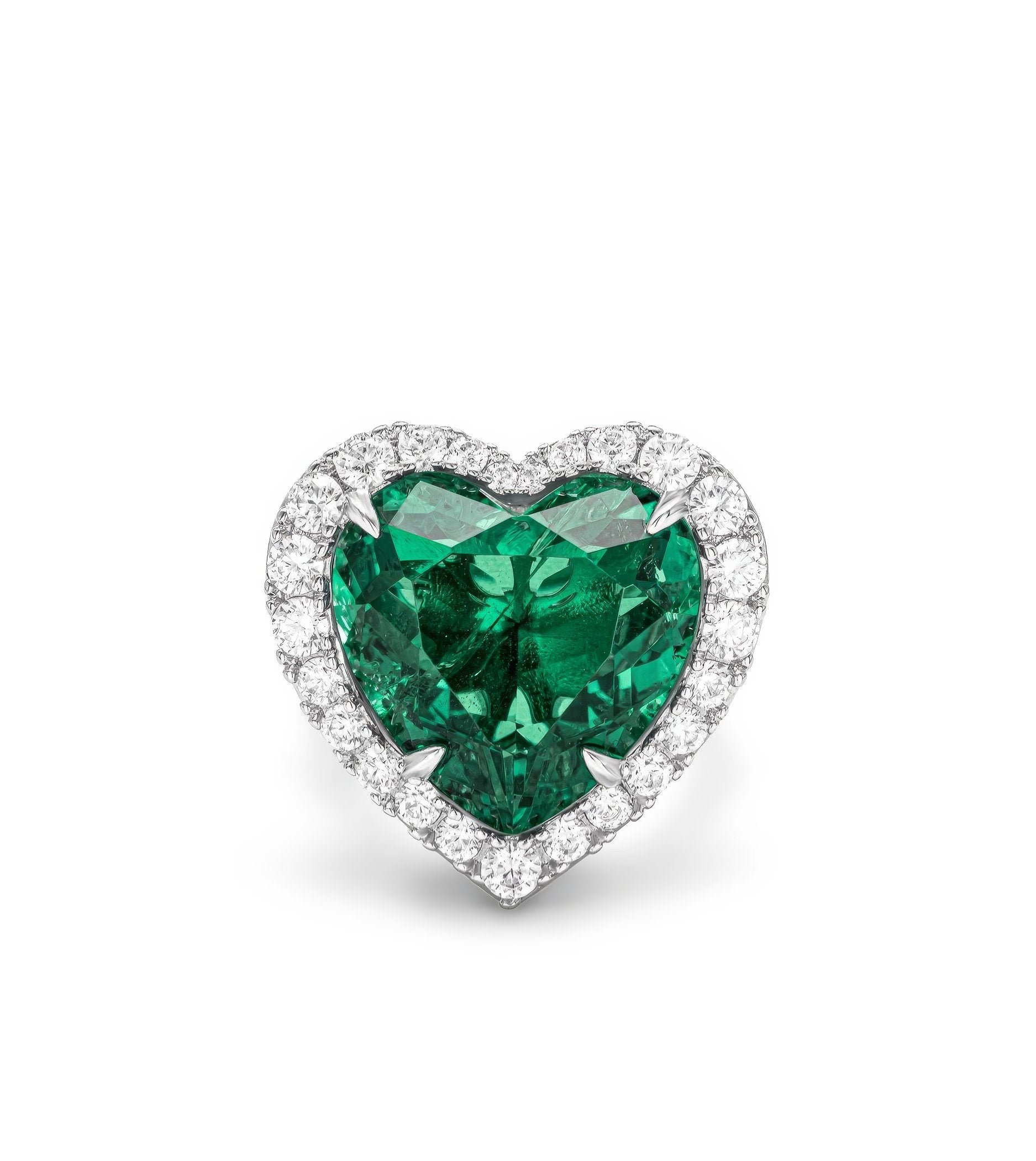 Heart Shape Emerald Lab Diamond Ring