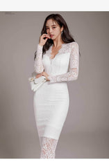 Long Sleeve Bohemian Lace Trimmed Dress