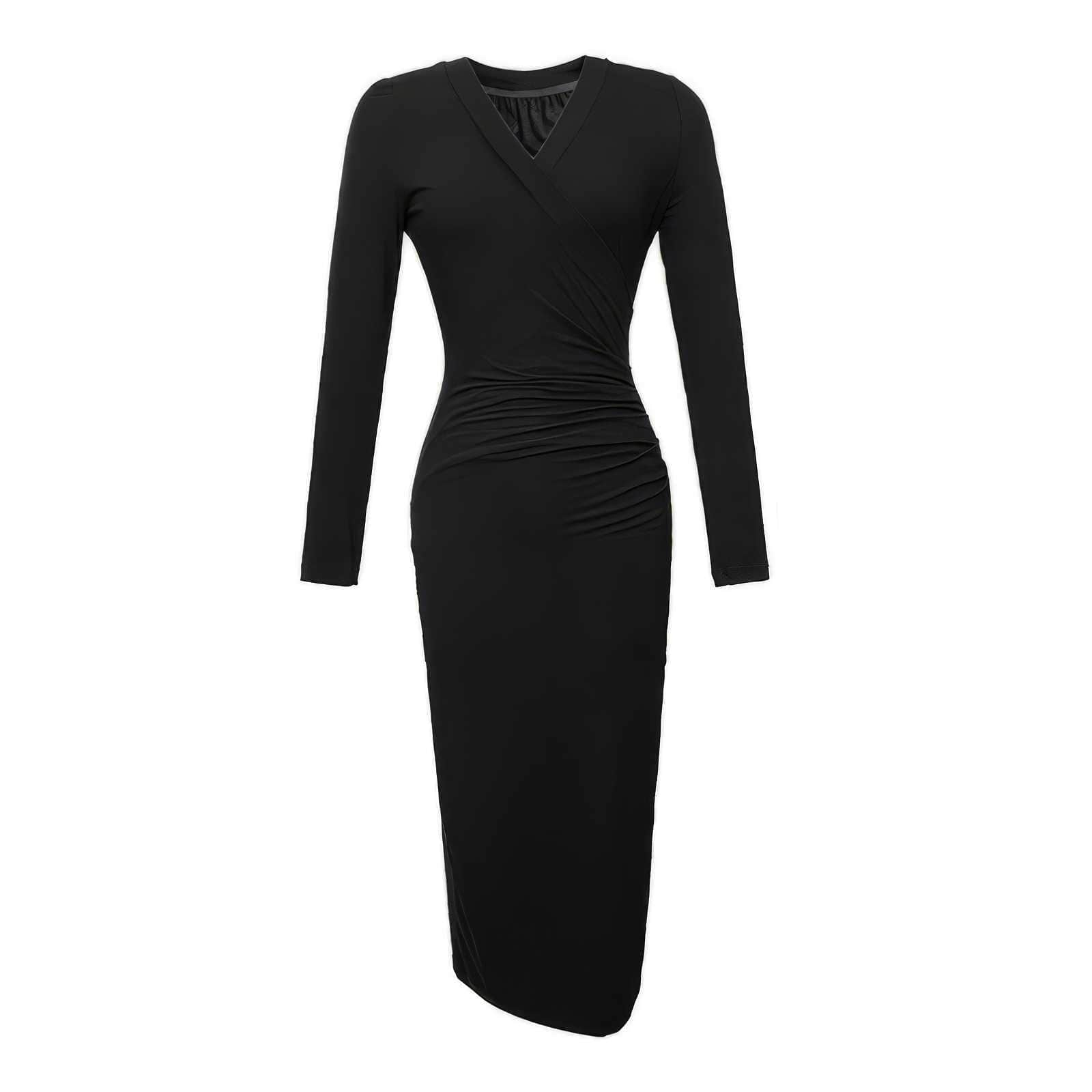 Long Sleeves Midi Wrapped Ribbed Dress