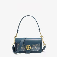 Luxury Leather Chain Shoulder Handbag with Gold Monogram Hardware