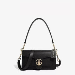 Luxury Leather Chain Shoulder Handbag with Gold Monogram Hardware