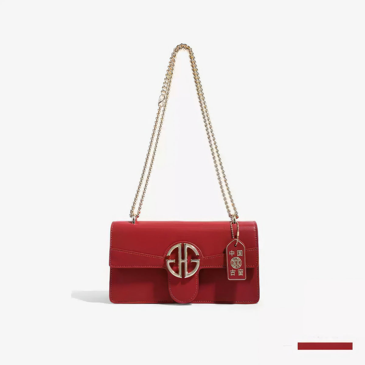 Luxury Leather Flap Gold Monogram Clasp Handbag