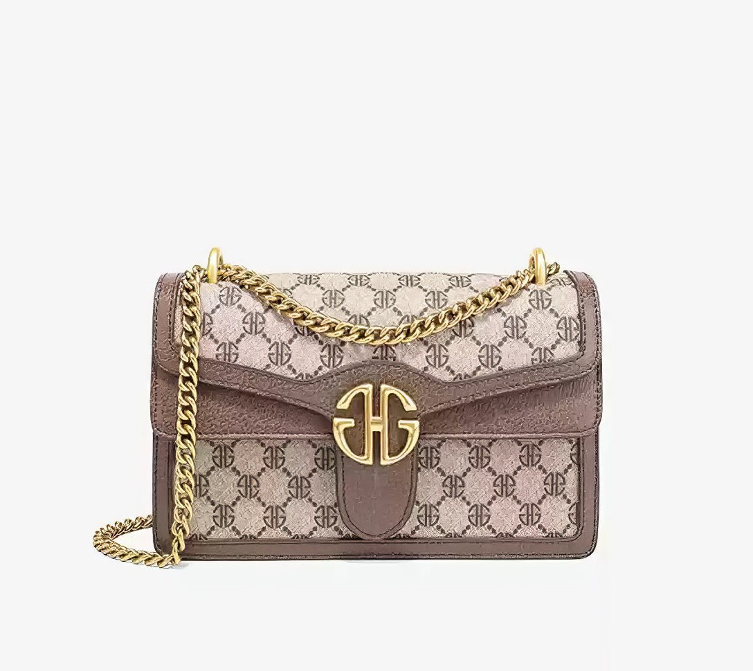 Luxury Monogram Gold Chain Strap Shoulder Handbag