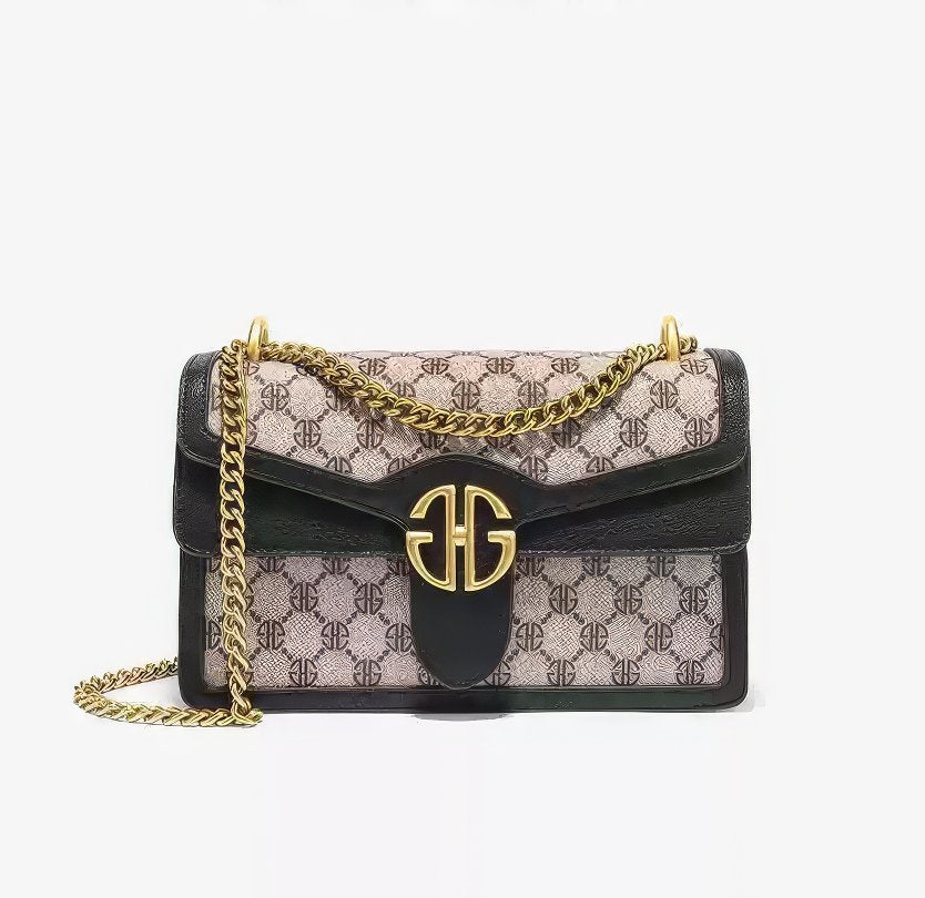 Luxury Monogram Gold Chain Strap Shoulder Handbag