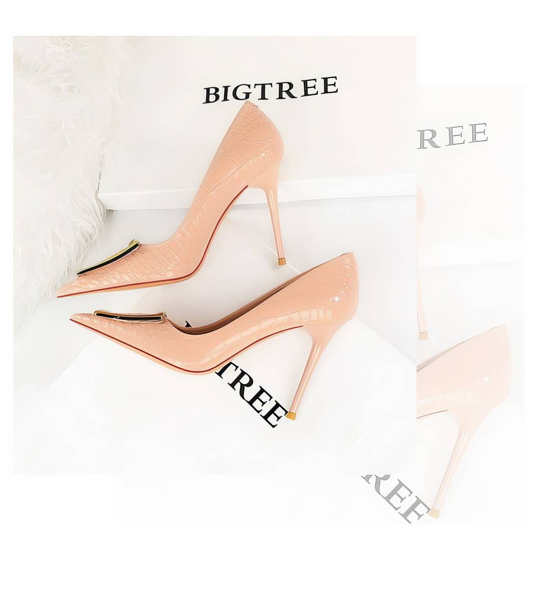 Metal Decor Pump Stiletto Heels