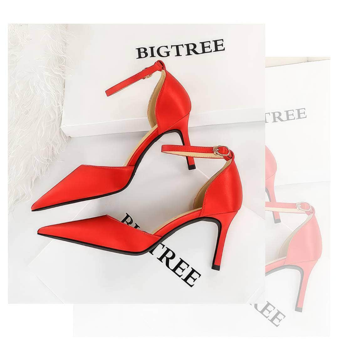 Metallic Sheen Pointed Toe Ankle Strap Shoes