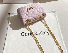 Modern Quilted Lavender Bag with Dual Chain Straps