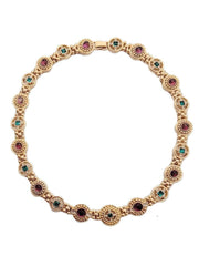 Multicolor Gemstone Geometric Vintage Round Necklace