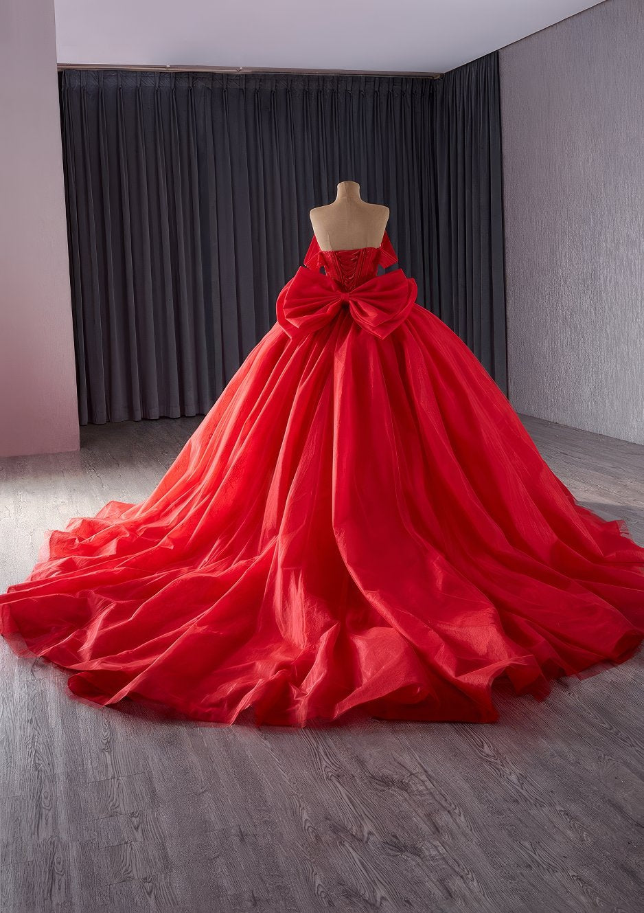 Off Shoulder Tube Bead Decor Quince Tube Ball Gown - D3E4F