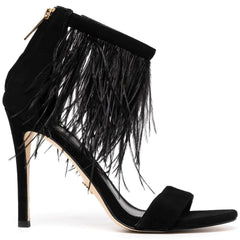 Open Toe Tassel Feather Heels