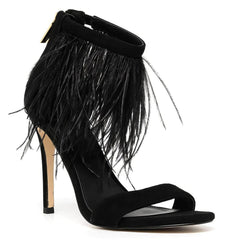 Open Toe Tassel Feather Heels